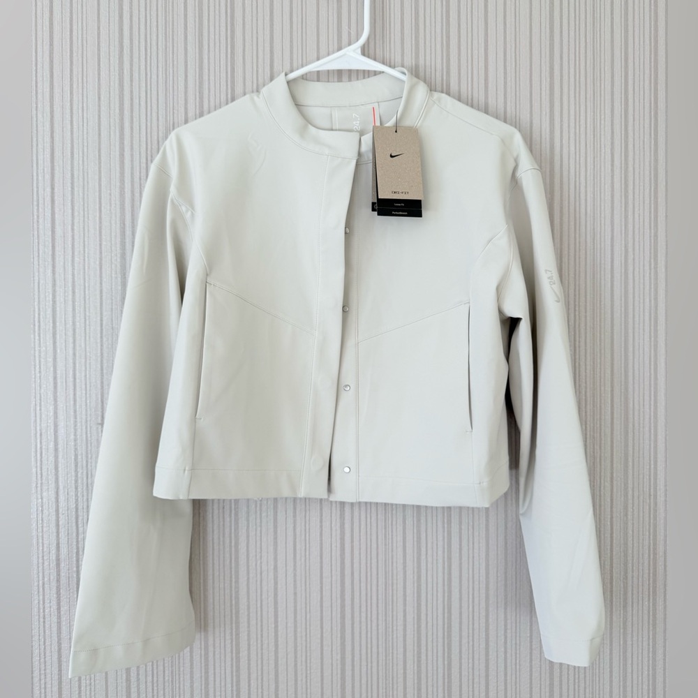 NWT Nike Women's Cropped Bomber Jacket in cream